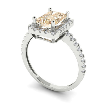 1.86 cttw Natural Morganite Hidden Halo Engagement Ring - Solid Gold (Emerald Cut,7.5x5.5mm)