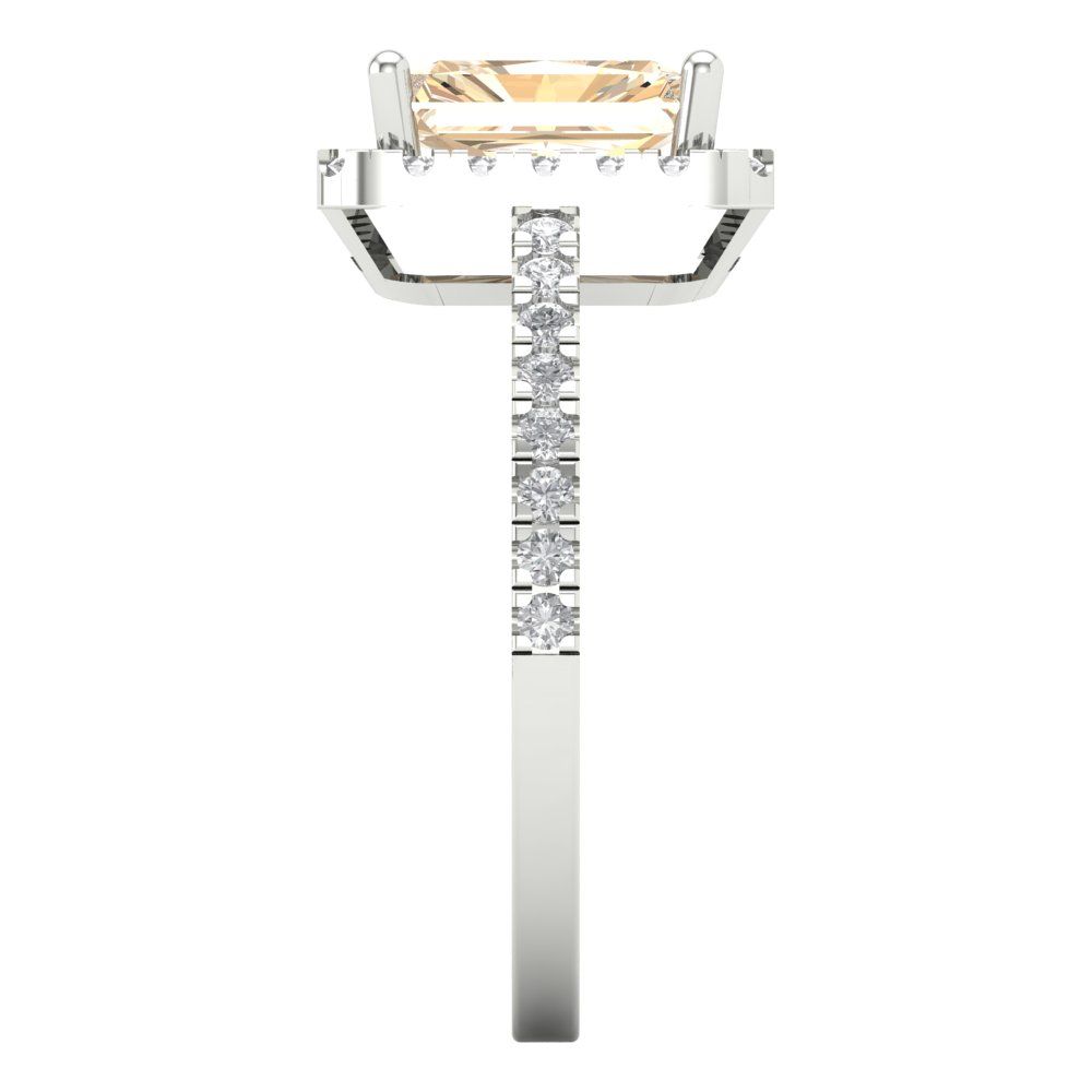 1.86 cttw Natural Morganite Hidden Halo Engagement Ring - Solid Gold (Emerald Cut,7.5x5.5mm)