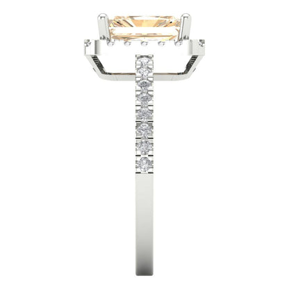 1.86 cttw Natural Morganite Hidden Halo Engagement Ring - Solid Gold (Emerald Cut,7.5x5.5mm)