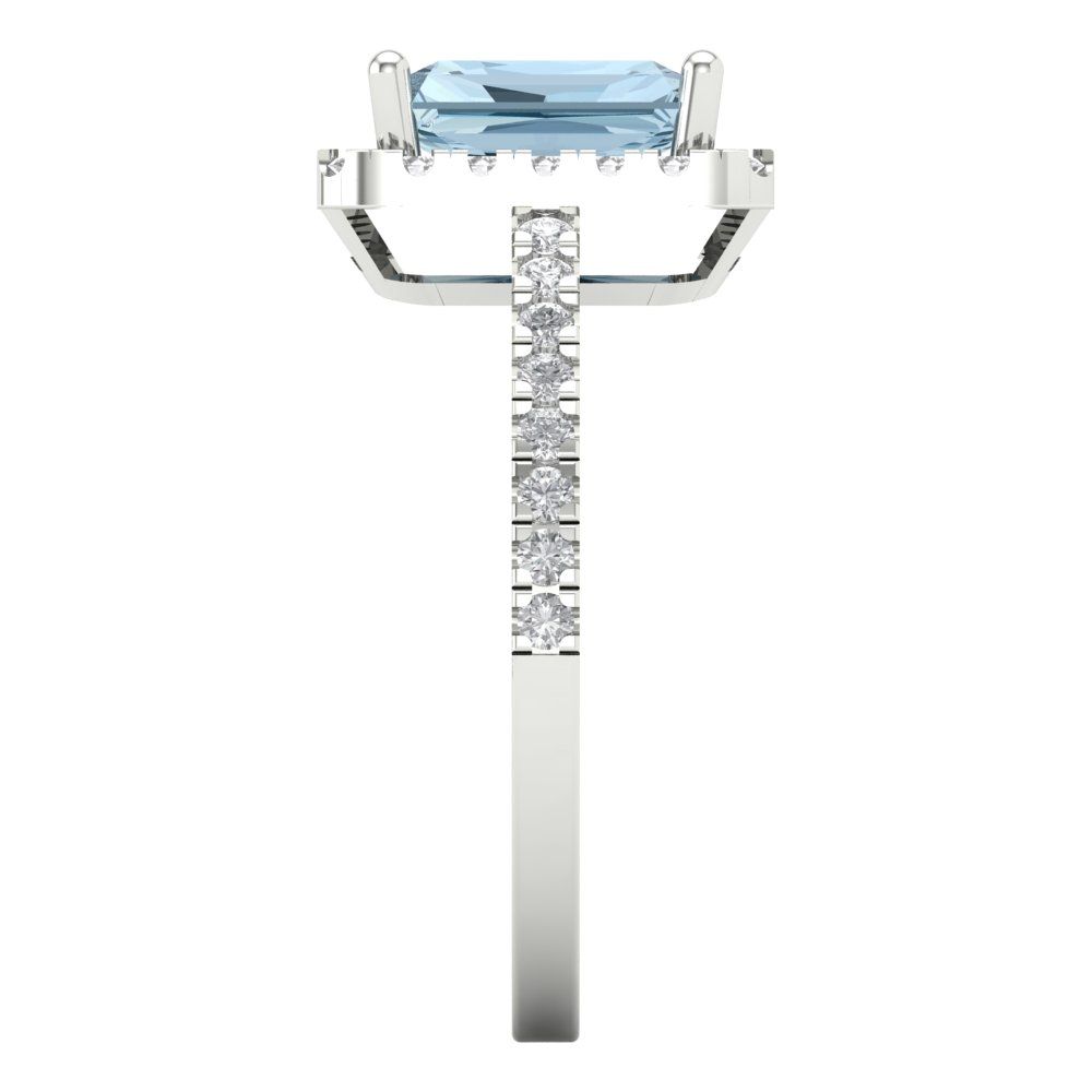 1.86 cttw Natural Sky Blue Topaz Hidden Halo Engagement Ring - Solid Gold (Emerald Cut,7.5x5.5mm)