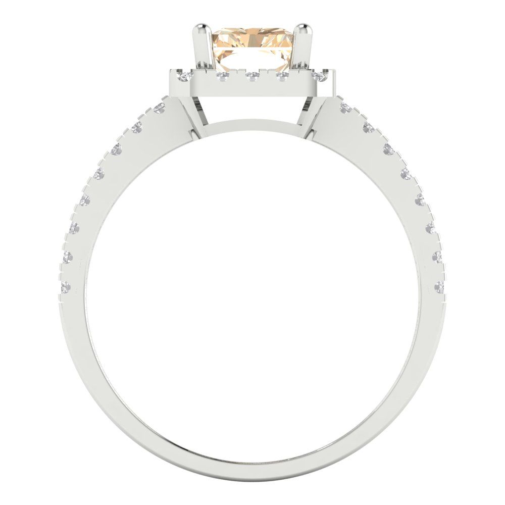 1.86 cttw Natural Morganite Hidden Halo Engagement Ring - Solid Gold (Emerald Cut,7.5x5.5mm)