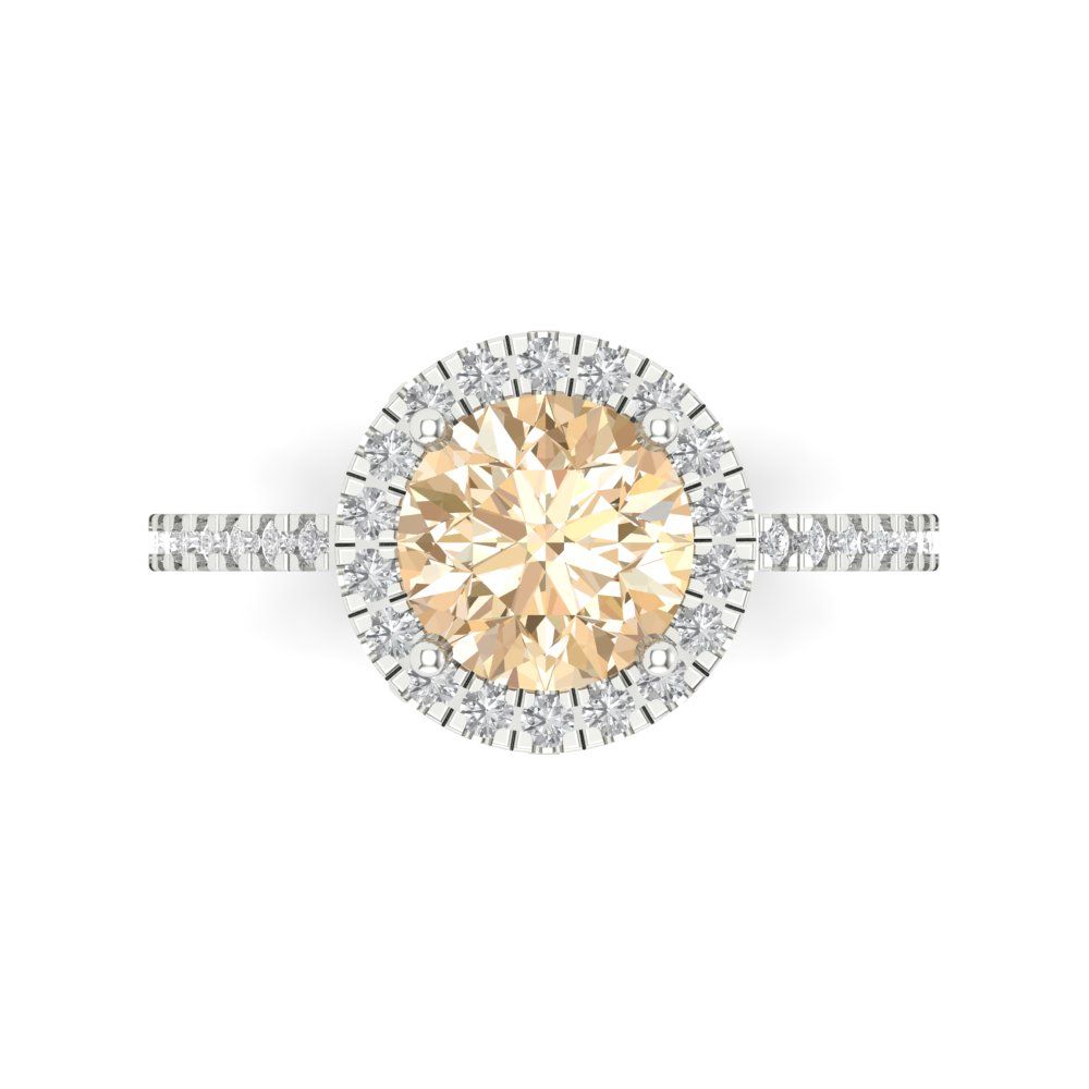 1.8 cttw Natural Morganite Hidden Halo Engagement Ring - Solid Gold (Round Cut,7.5mm)
