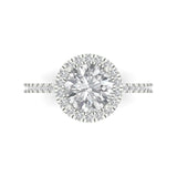 1.85 ct Brilliant Round Cut Natural Diamond Stone Clarity SI1-2 Color G-H White Gold Halo Solitaire with Accents Ring