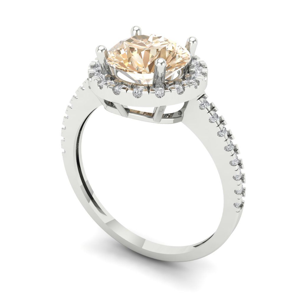 1.8 cttw Natural Morganite Hidden Halo Engagement Ring - Solid Gold (Round Cut,7.5mm)