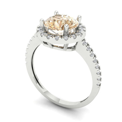 1.8 cttw Natural Morganite Hidden Halo Engagement Ring - Solid Gold (Round Cut,7.5mm)
