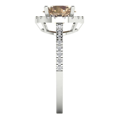 1.8 cttw Yellow Moissanite Hidden Halo Engagement Ring - Solid Gold (Round Cut,7.5mm)