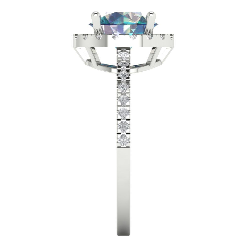 1.8 cttw Blue Moissanite Hidden Halo Engagement Ring - Solid Gold (Round Cut,7.5mm)