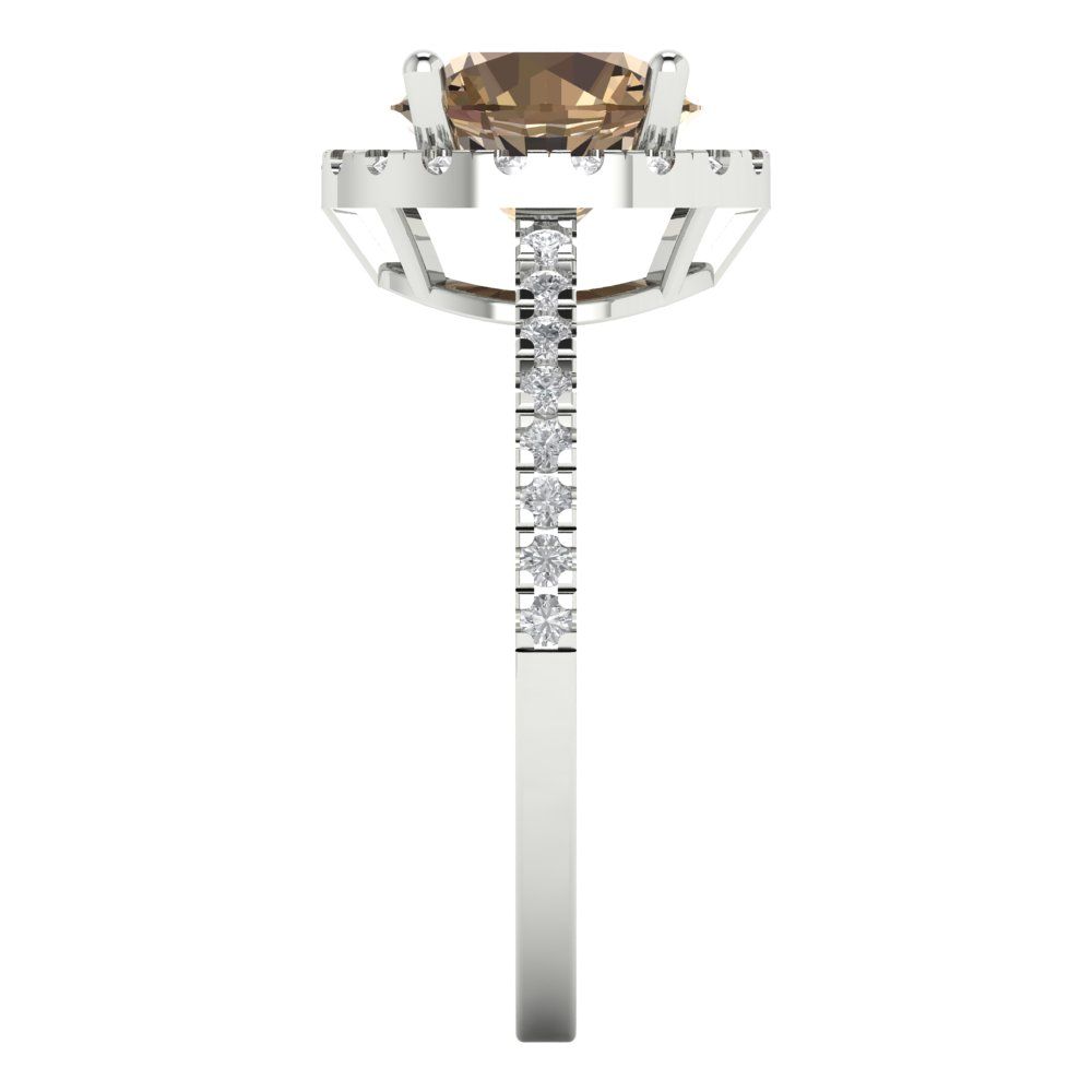 1.8 cttw Zirconia Simulated Champagne Diamond Hidden Halo Engagement Ring - Solid Gold (VVS1, Round Cut,7.5mm)