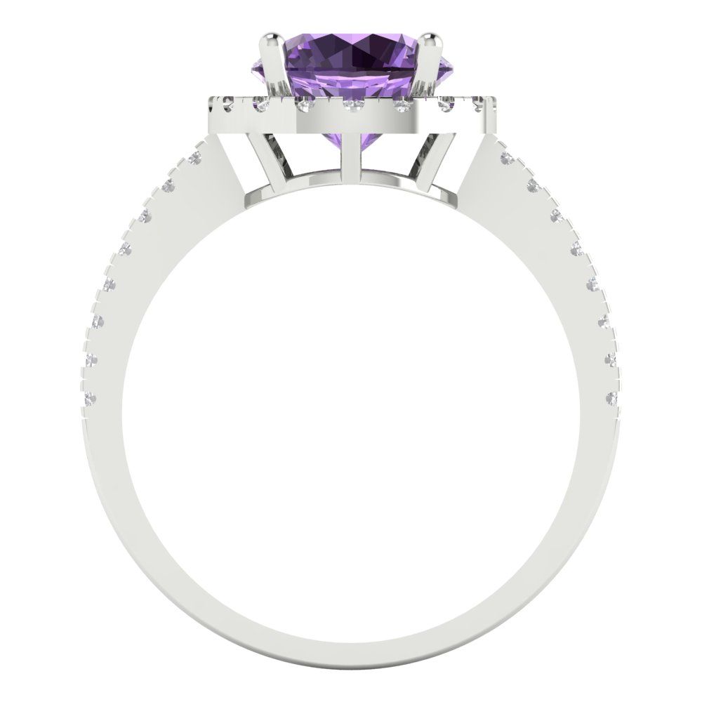 1.8 cttw Simulated Alexandrite Hidden Halo Engagement Ring - Solid Gold (Round Cut,7.5mm)