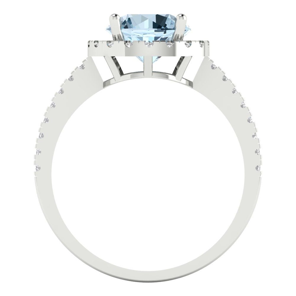 1.8 cttw Zirconia Simulated Blue Diamond Hidden Halo Engagement Ring - Solid Gold (VVS1, Round Cut,7.5mm)