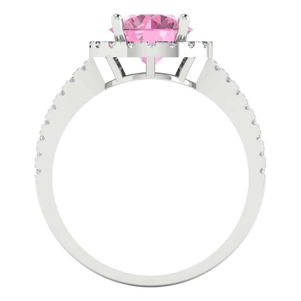 1.8 cttw Zirconia Simulated Pink Diamond Hidden Halo Engagement Ring - Solid Gold (VVS1, Round Cut,7.5mm)