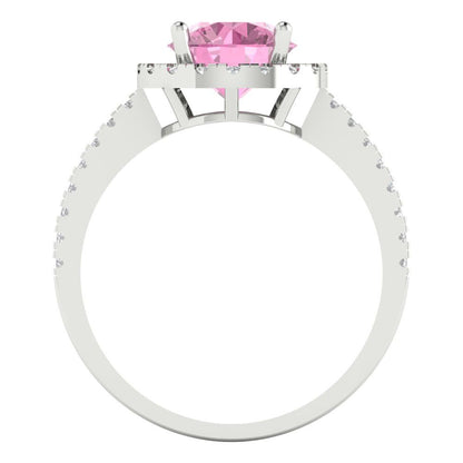 1.8 cttw Zirconia Simulated Pink Diamond Hidden Halo Engagement Ring - Solid Gold (VVS1, Round Cut,7.5mm)