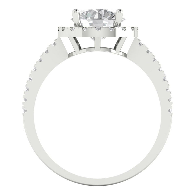 1.85 ct Brilliant Round Cut Natural Diamond Stone Clarity SI1-2 Color G-H White Gold Halo Solitaire with Accents Ring