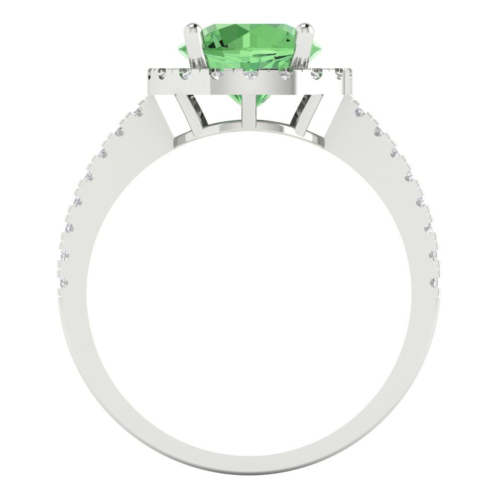 1.8 cttw Zirconia Simulated Green Diamond Hidden Halo Engagement Ring - Solid Gold (VVS1, Round Cut,7.5mm)