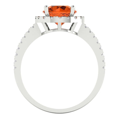 1.8 cttw Simulated Pink Tourmaline Hidden Halo Engagement Ring - Solid Gold (Round Cut,7.5mm)