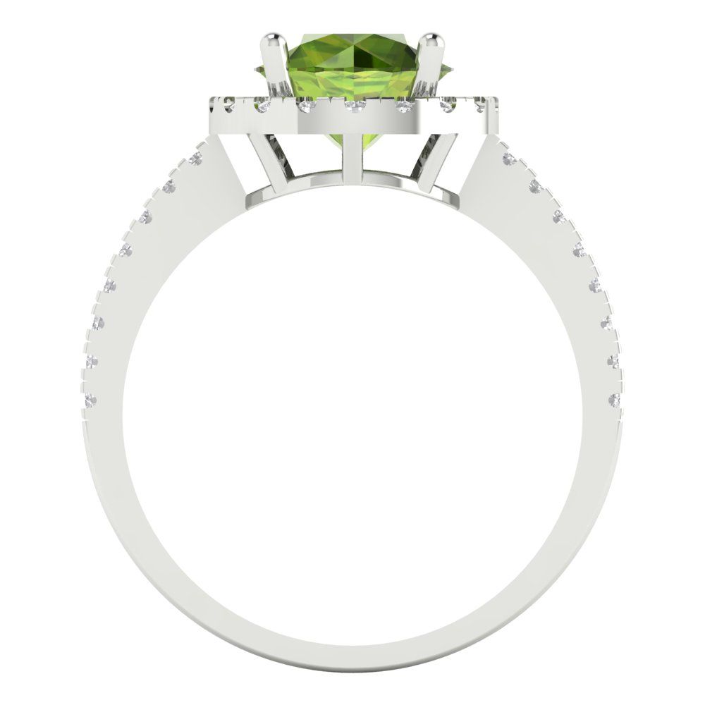 1.8 cttw Natural Peridot Hidden Halo Engagement Ring - Solid Gold (Round Cut,7.5mm)