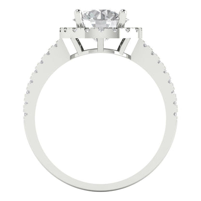 1.8 cttw White Sapphire Hidden Halo Engagement Ring - Solid Gold (Round Cut,7.5mm)
