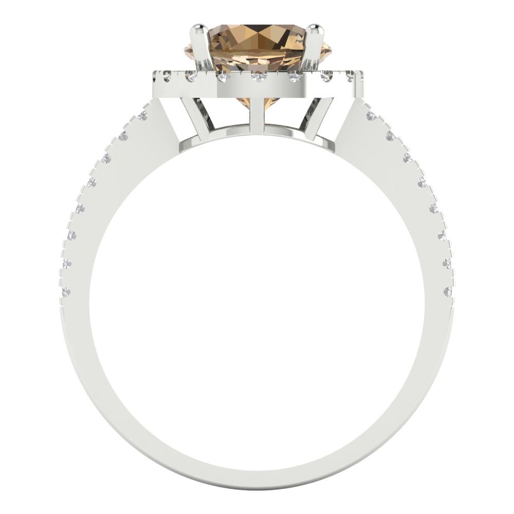 1.8 cttw Zirconia Simulated Champagne Diamond Hidden Halo Engagement Ring - Solid Gold (VVS1, Round Cut,7.5mm)