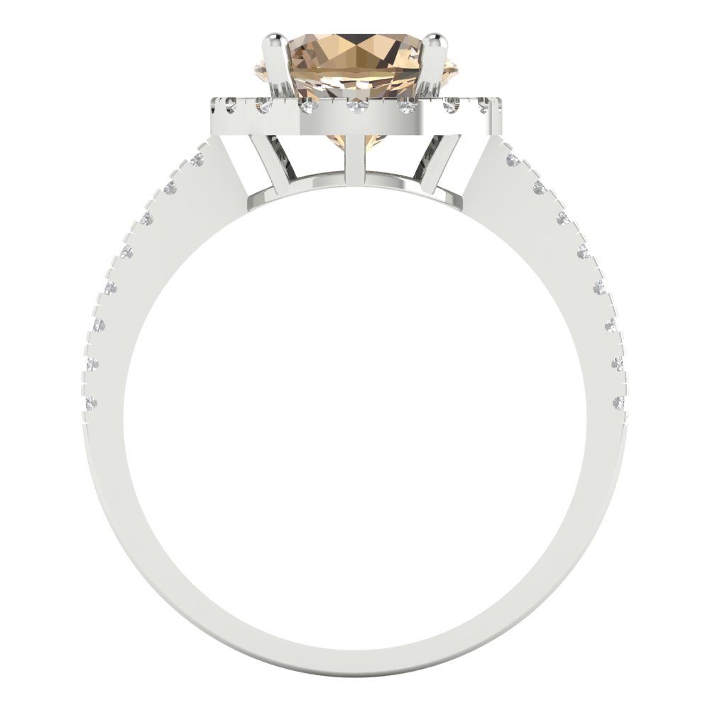 1.8 cttw Yellow Moissanite Hidden Halo Engagement Ring - Solid Gold (Round Cut,7.5mm)