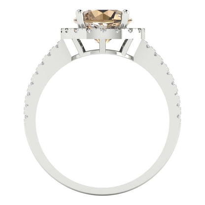 1.8 cttw Yellow Moissanite Hidden Halo Engagement Ring - Solid Gold (Round Cut,7.5mm)