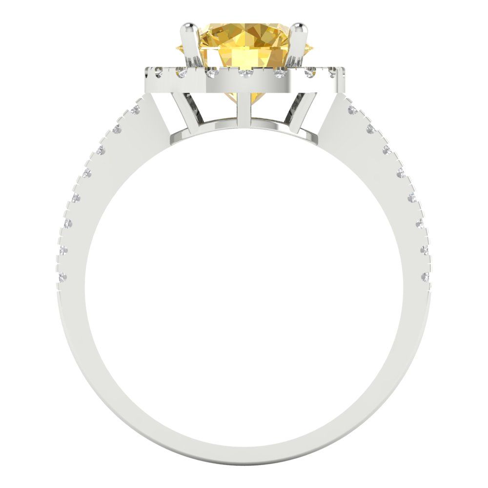 1.8 cttw Zirconia Simulated Yellow Diamond Hidden Halo Engagement Ring - Solid Gold (VVS1, Round Cut,7.5mm)