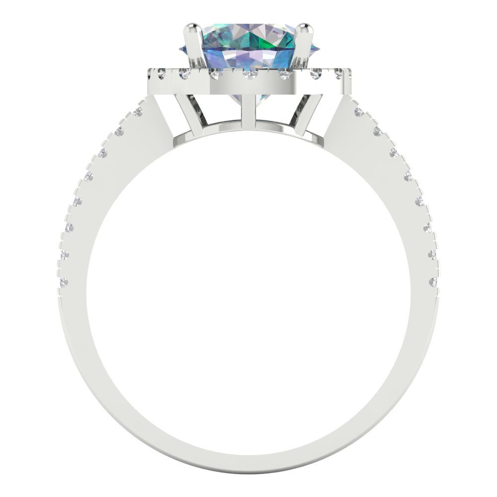 1.8 cttw Blue Moissanite Hidden Halo Engagement Ring - Solid Gold (Round Cut,7.5mm)