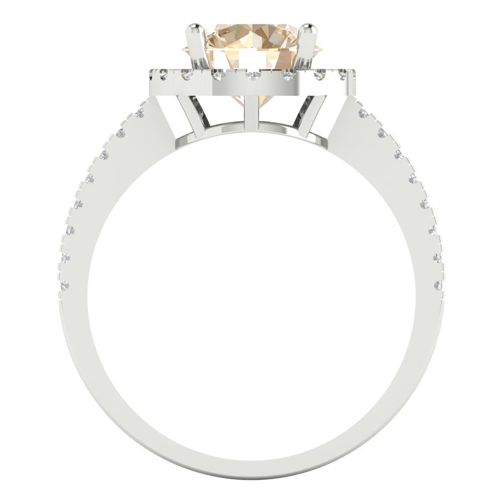 1.8 cttw Natural Morganite Hidden Halo Engagement Ring - Solid Gold (Round Cut,7.5mm)