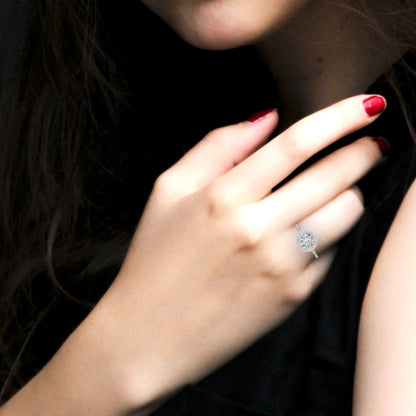 1.8 cttw White Sapphire Hidden Halo Engagement Ring - Solid Gold (Round Cut,7.5mm)