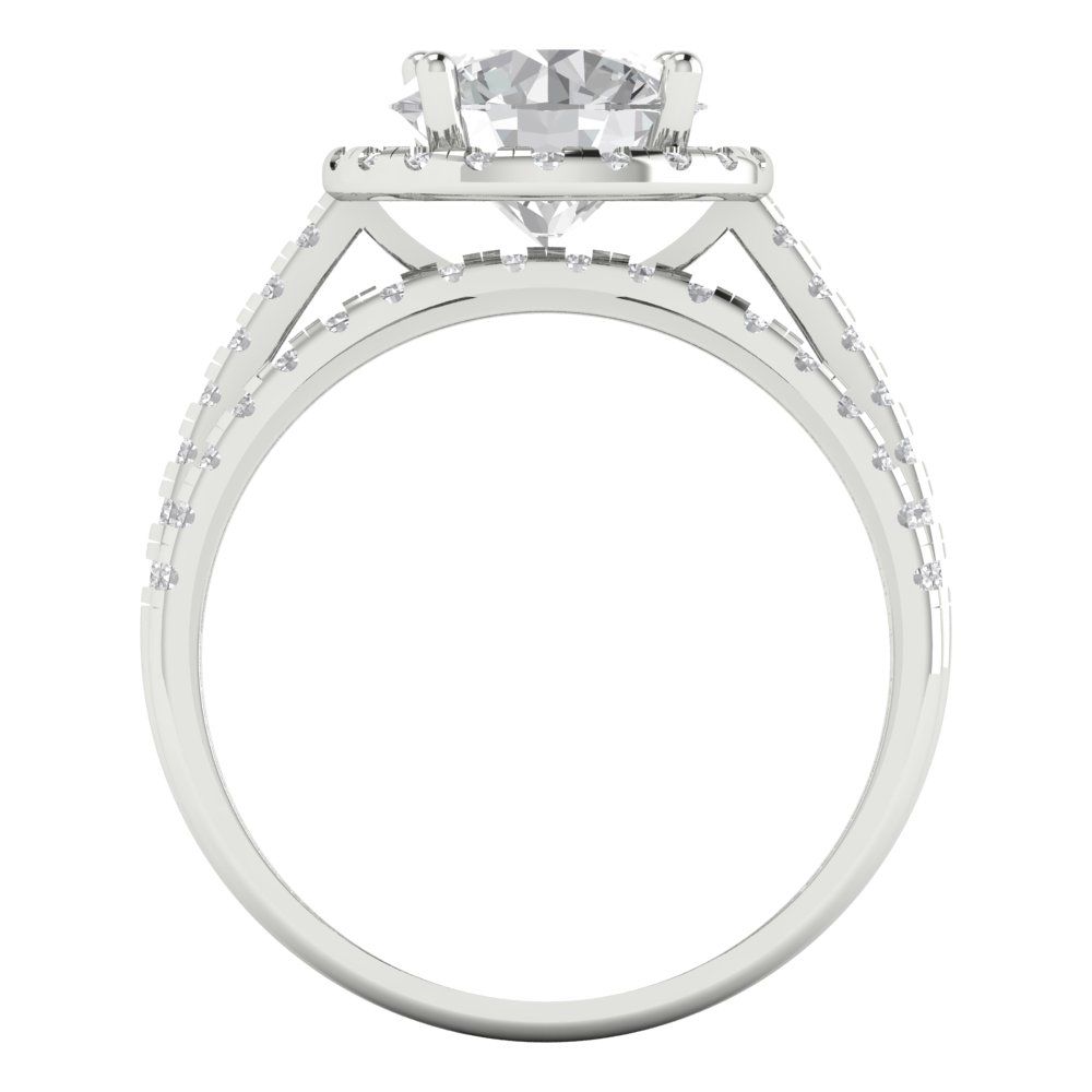 2.52 cttw Round Cut Zirconia Simulated Diamond Bridal Set - Solid White Gold Engagement Ring & Wedding Band