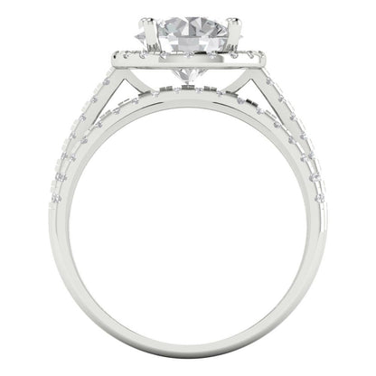 2.52 cttw Round Cut Zirconia Simulated Diamond Bridal Set - Solid White Gold Engagement Ring & Wedding Band
