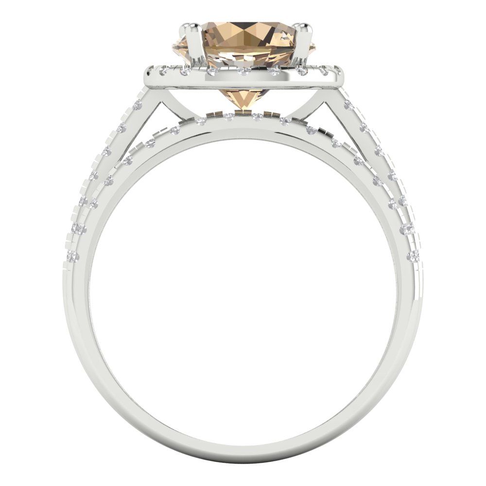 2.52 cttw Round Cut Yellow Moissanite Bridal Set - Solid White Gold Engagement Ring & Wedding Band