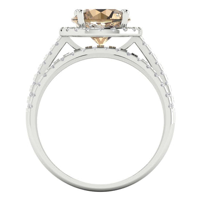 2.52 cttw Round Cut Yellow Moissanite Bridal Set - Solid White Gold Engagement Ring & Wedding Band