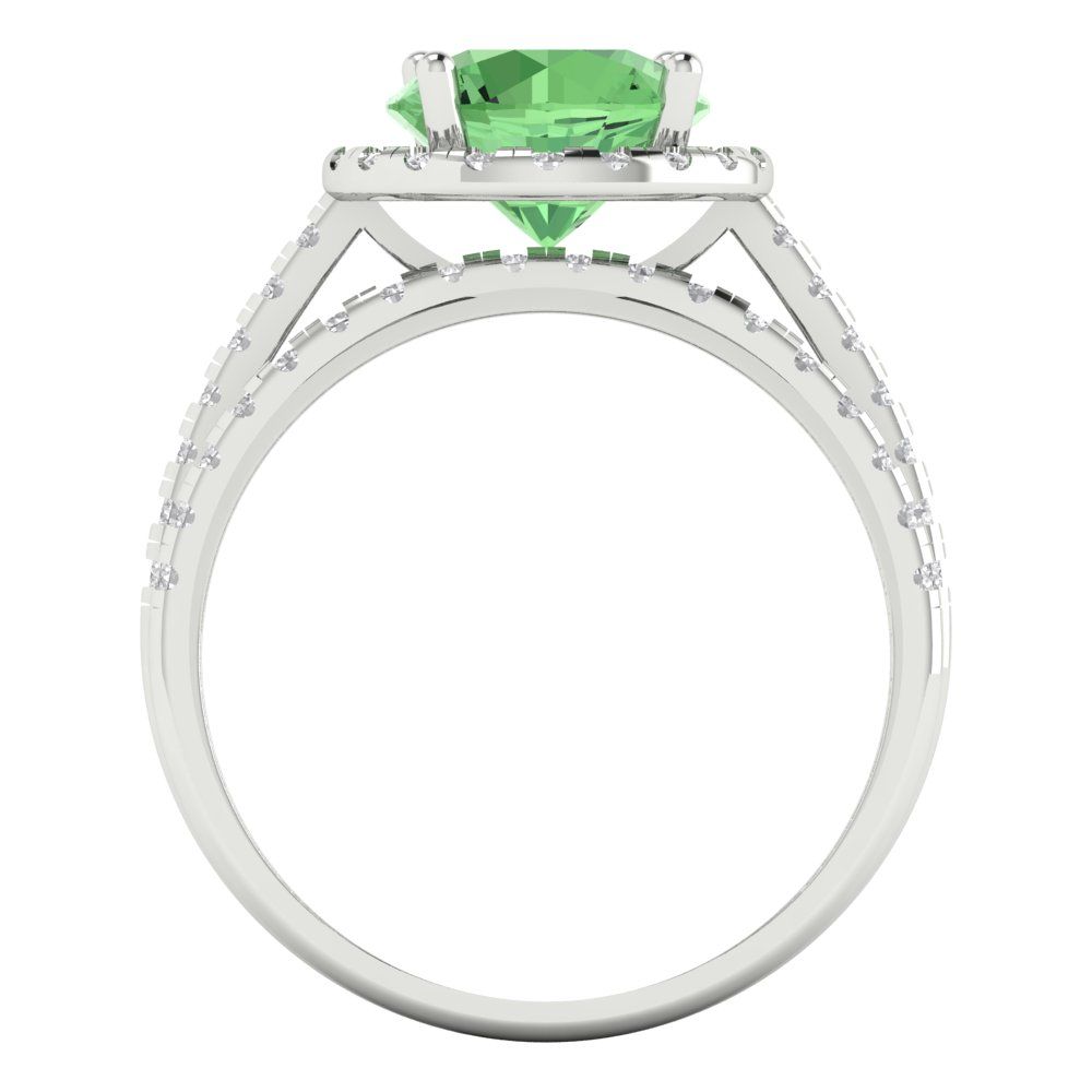 2.52 cttw Round Cut Simulated Green Diamond Bridal Set - Solid White Gold Engagement Ring & Wedding Band
