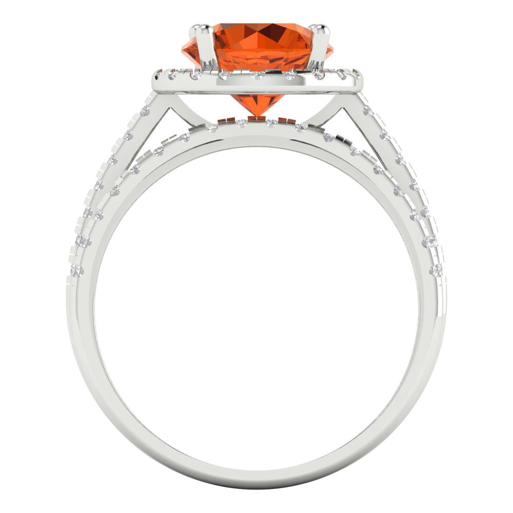 2.52 cttw Round Cut Simulated Pink Tourmaline Bridal Set - Solid White Gold Engagement Ring & Wedding Band