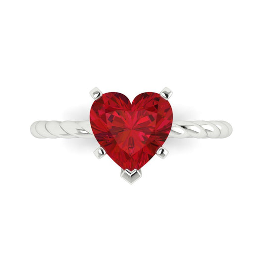 2 cttw Simulated Pink Tourmaline Solitaire  Engagement Ring - Solid White Gold (VVS1, Heart Cut,8mm)