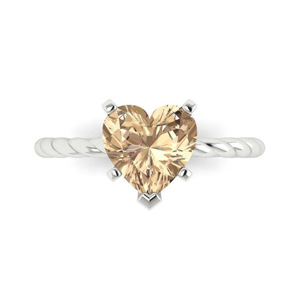 2 cttw Yellow Moissanite Solitaire  Engagement Ring - Solid Gold (Heart Cut,8mm)