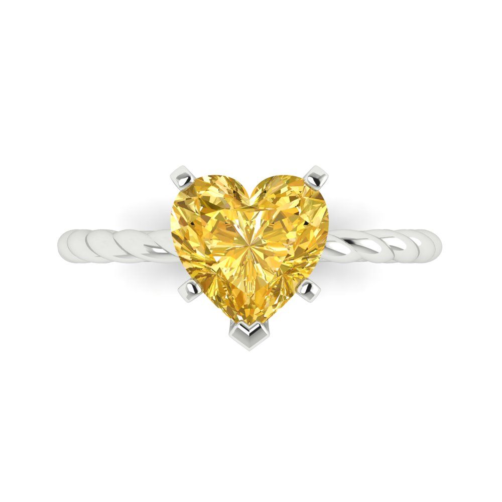 2 cttw Natural Citrine Solitaire  Engagement Ring - Solid Gold (Heart Cut,8mm)