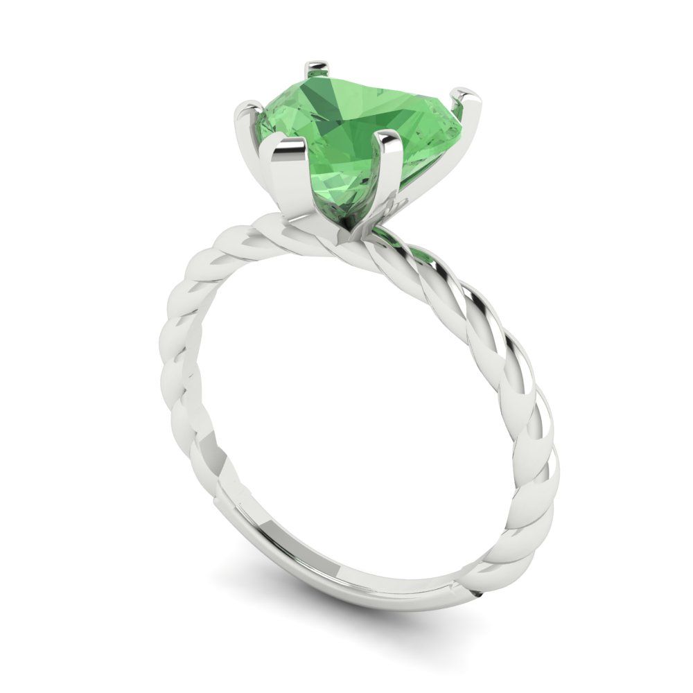 2 cttw Zirconia Simulated Green Diamond Solitaire  Engagement Ring - Solid Gold (VVS1, Heart Cut,8mm)