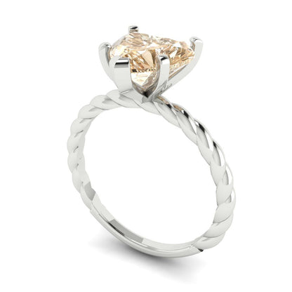 2 cttw Natural Morganite Solitaire  Engagement Ring - Solid Gold (Heart Cut,8mm)