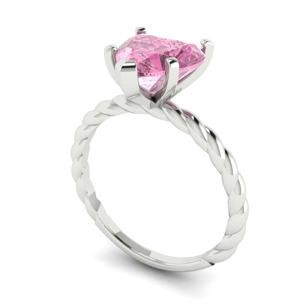 2 cttw Zirconia Simulated Pink Diamond Solitaire  Engagement Ring - Solid Gold (VVS1, Heart Cut,8mm)