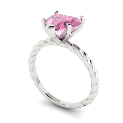 2 cttw Zirconia Simulated Pink Diamond Solitaire  Engagement Ring - Solid Gold (VVS1, Heart Cut,8mm)