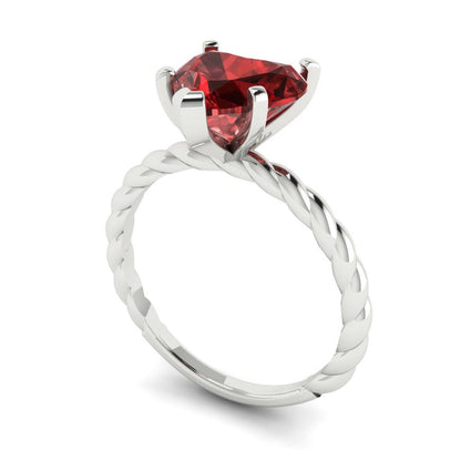 2 cttw Natural Garnet Solitaire  Engagement Ring - Solid Gold (Heart Cut,8mm)