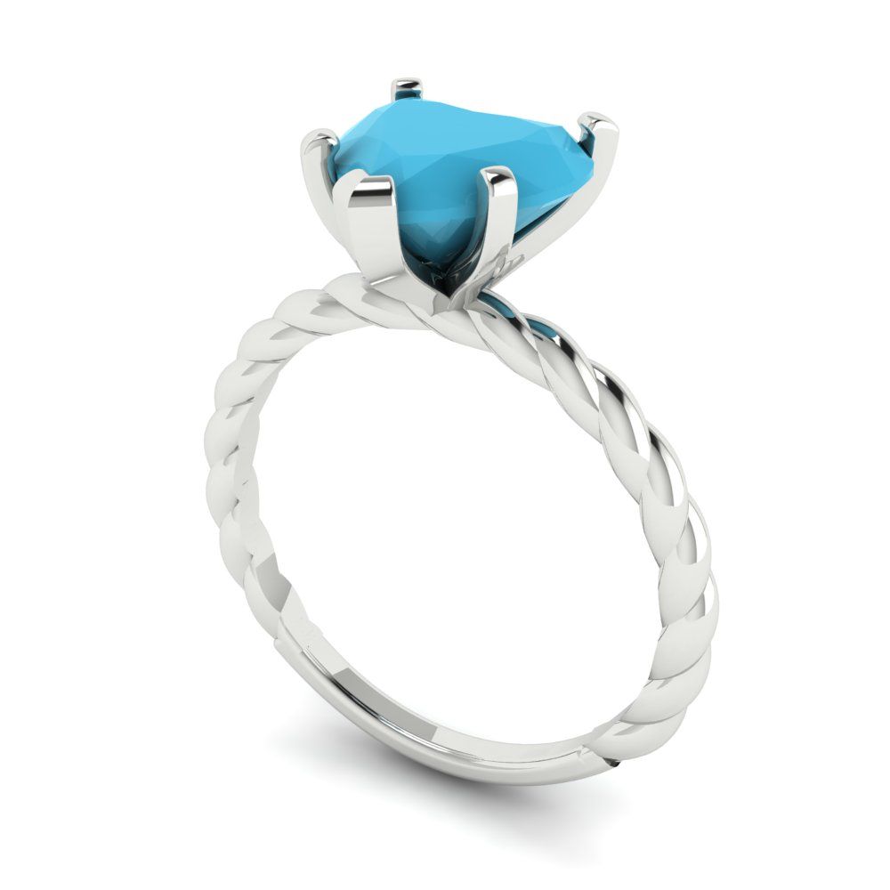 2 cttw Simulated Turquoise Solitaire  Engagement Ring - Solid Gold (Heart Cut,8mm)