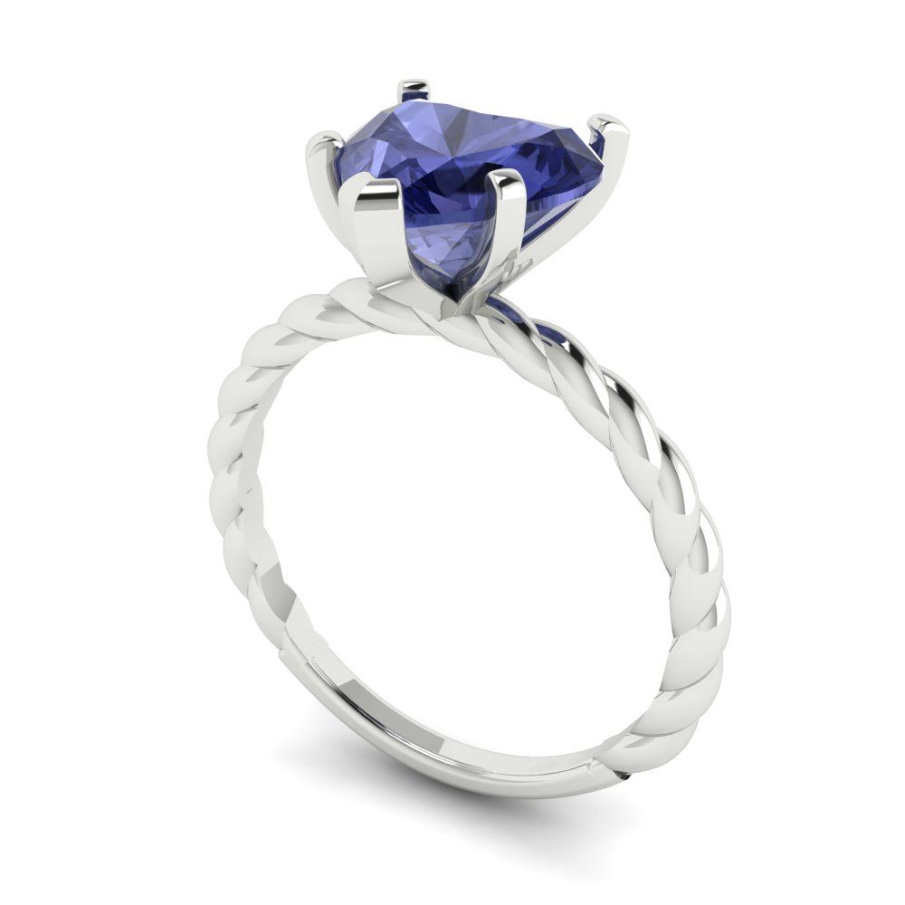 2 cttw Simulated Tanzanite Solitaire  Engagement Ring - Solid Gold (Heart Cut,8mm)
