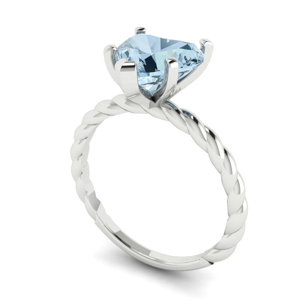 2 cttw Natural Aquamarine Solitaire  Engagement Ring - Solid Gold (Heart Cut,8mm)