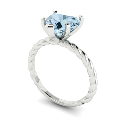 2 cttw Natural Aquamarine Solitaire  Engagement Ring - Solid Gold (Heart Cut,8mm)