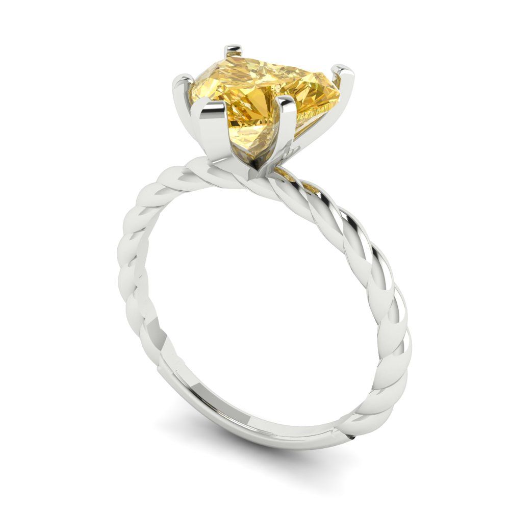 2 cttw Yellow Moissanite Solitaire  Engagement Ring - Solid Gold (Heart Cut,8mm)
