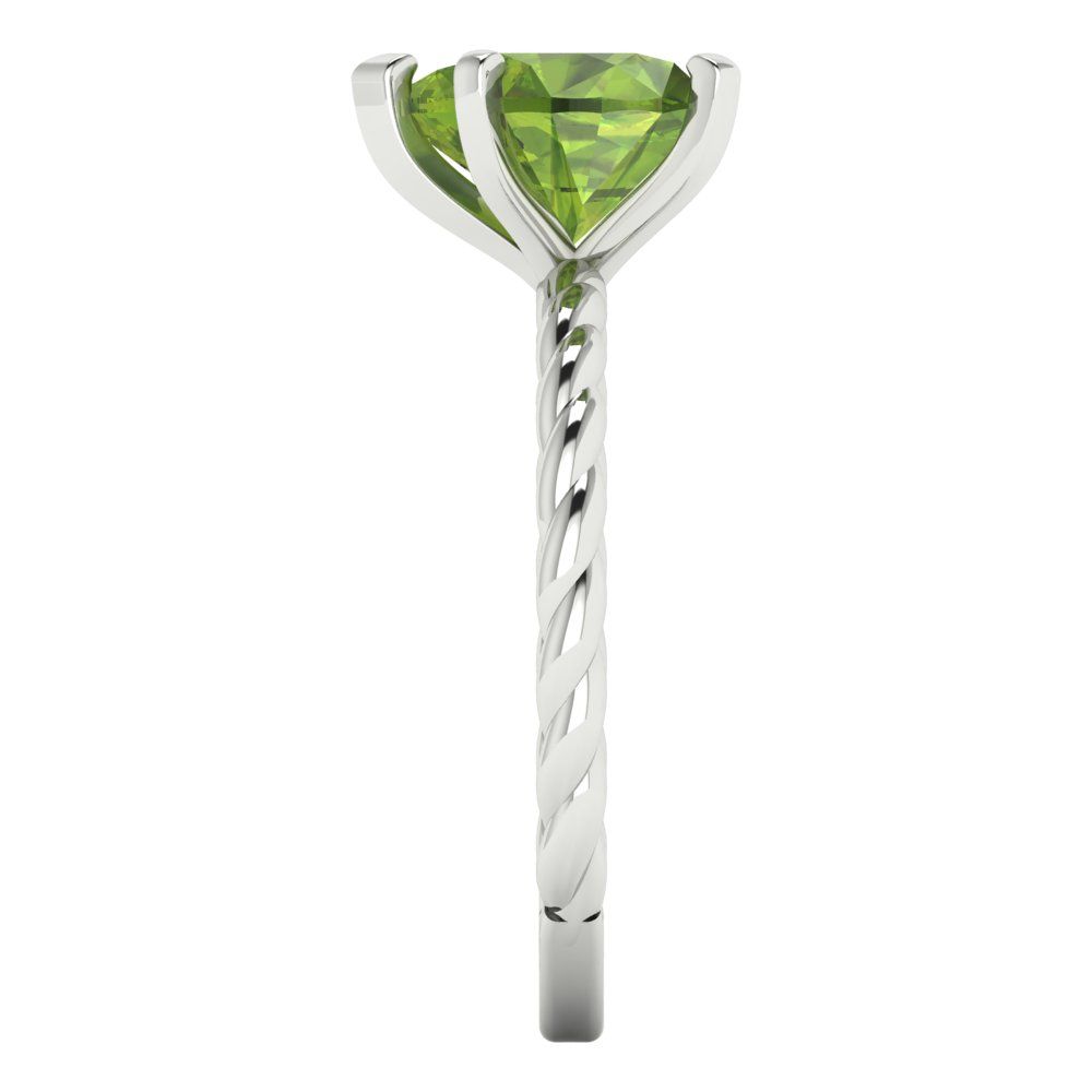 2 cttw Natural Peridot Solitaire  Engagement Ring - Solid Gold (Heart Cut,8mm)