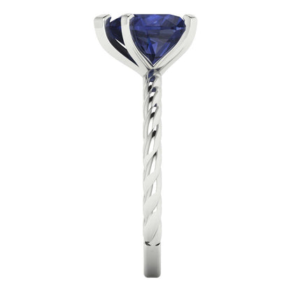 2 cttw Simulated Blue Sapphire Solitaire  Engagement Ring - Solid Gold (Heart Cut,8mm)