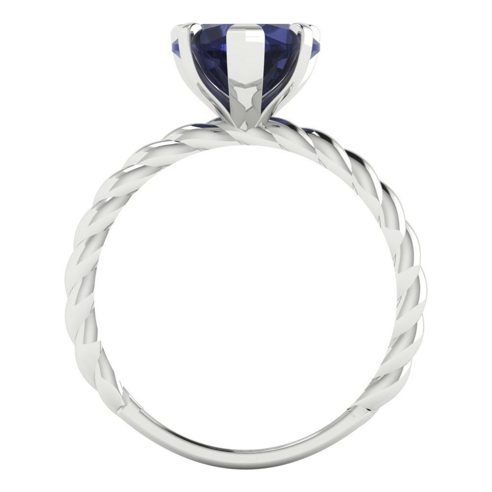 2 cttw Simulated Blue Sapphire Solitaire  Engagement Ring - Solid Gold (Heart Cut,8mm)